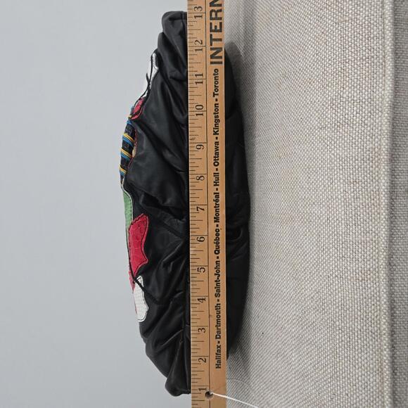 Vintage Leather Bag Statement Abstract Multi Color Shoulder Crossbody Purse - Picture 5 of 10